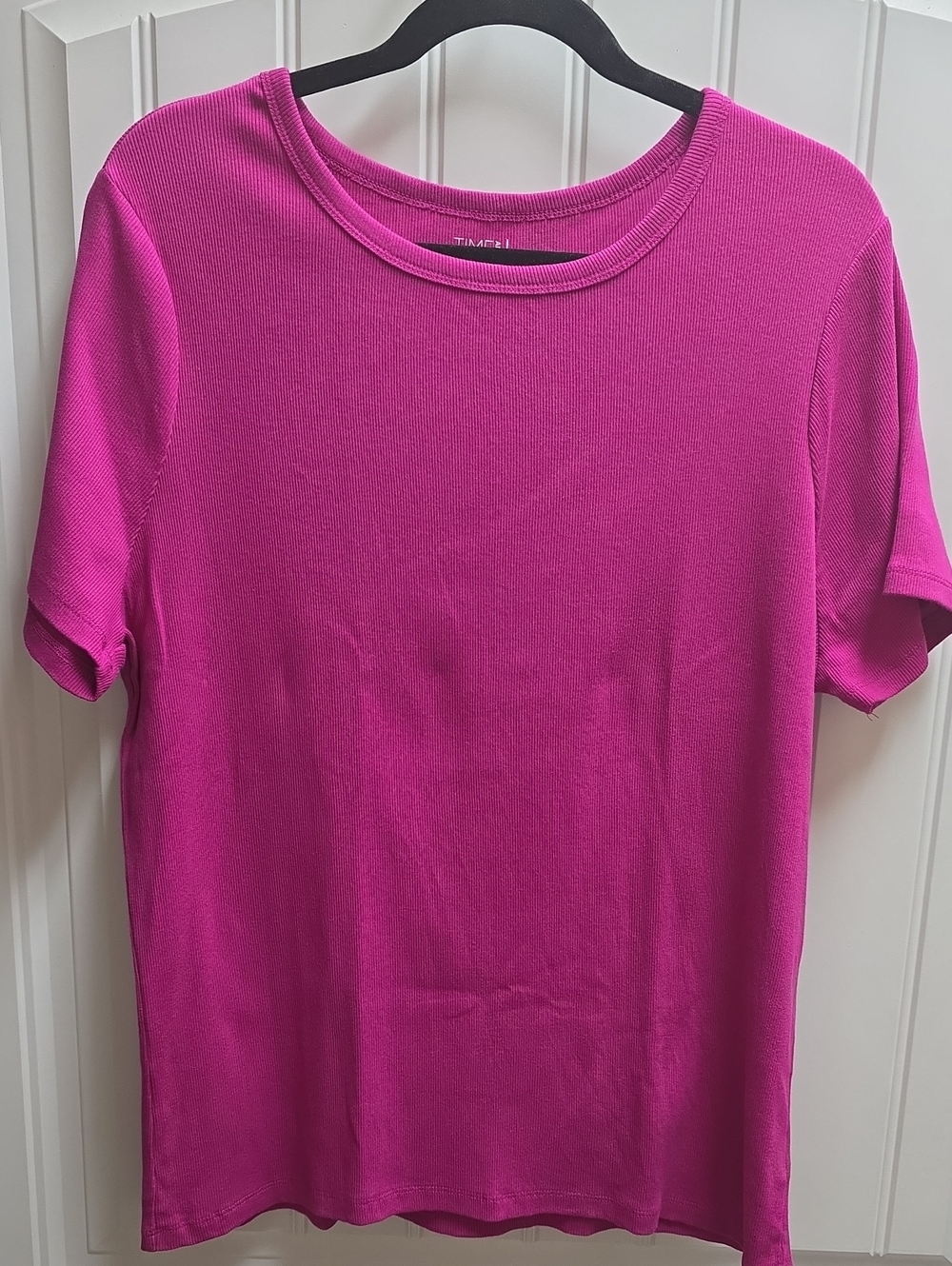 Time and Tru Short Sleeve Crewneck Top - Bright Pink XXXL